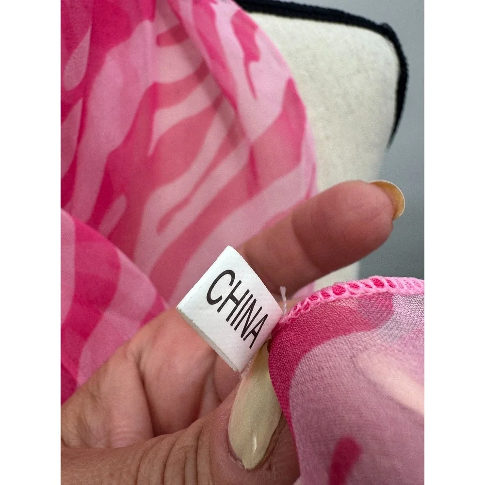 Pink Zebra Stripe Silk Blend Asymmetrical Skinny Scarf Coquette Y2K Indie Sleaze